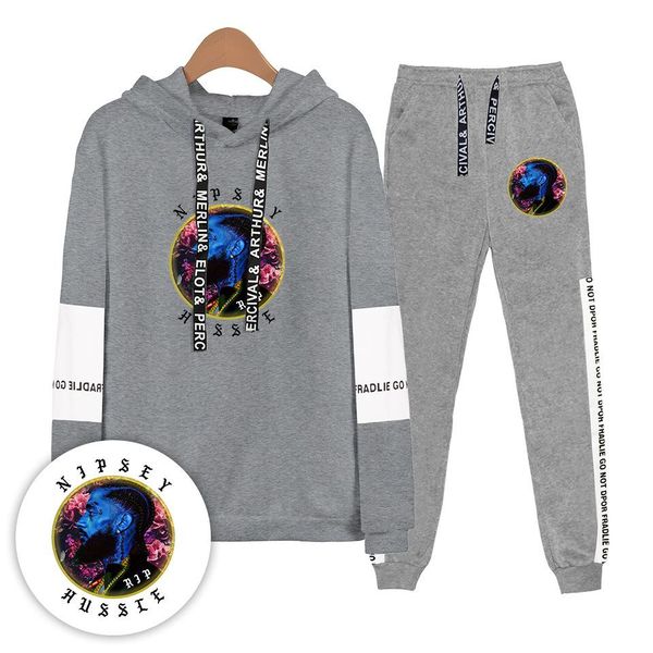 

casual clothing sets women teenager hoodies pants 2pcs nipsey hussle mens tracksuits spring autumn, Gray