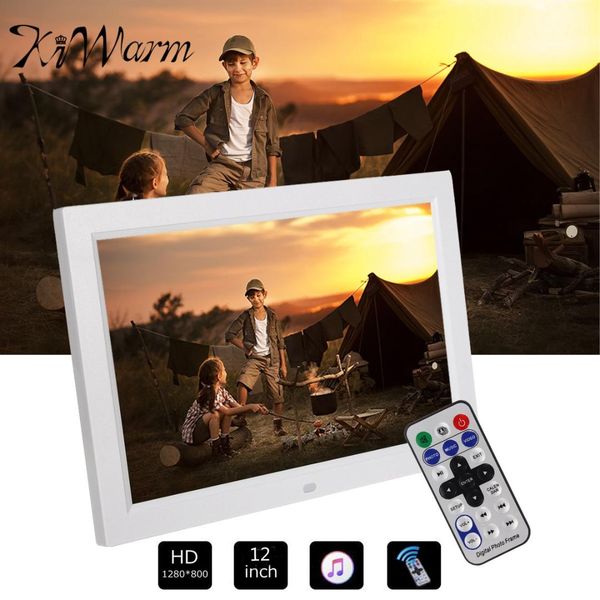 

kiwarm 12" hd 1080p led digital p picture frame movie player remote control +holder home decor frame electronic