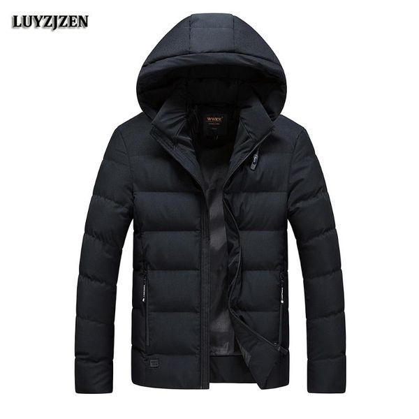 

wholesale new 2020 man casual comfortable winter warm parkas fashion solid long coat jacket men 7 colors outwear luyzjzen k77, Black