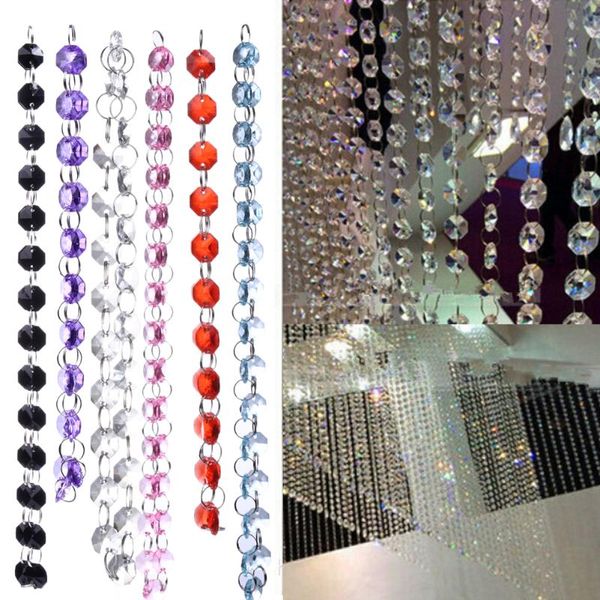 

1m crystal bead curtain diy decor octagon diamond acrylic crystal beads curtain strand garland window scarfs wedding decoration