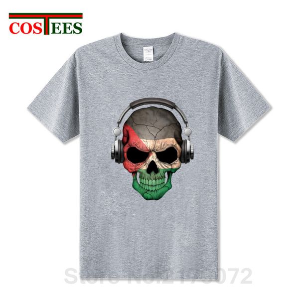 

dark skull deejay with palestinian flag t shirt men palestine dj skull t-shirt patriotic lover clothing independence day tee