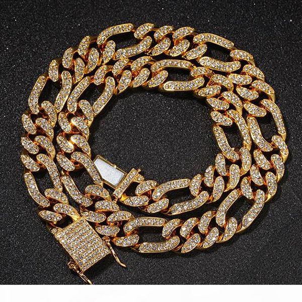 

13мм 18k золочение iced out 3: 1 figaro ip hip hop ожерелье цепи bling bling ювелирные изделия модные мода whosales, Silver
