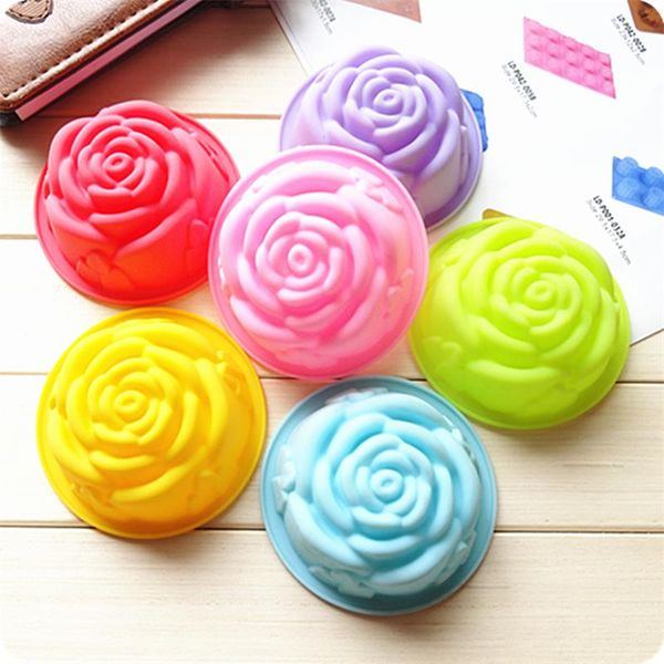 Atacado 8cm Coreia Rose 60ml Handmade Soap Moldes Food Grade Silicone Bolo Muffin molde Bakeware Ferramenta