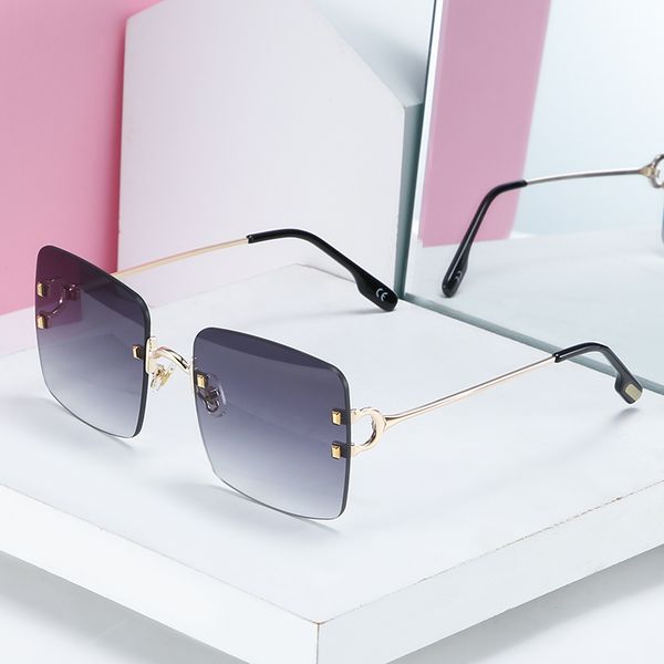 

marc oversized rimless square sunglasses gradient women trendy ladies retro designer sun glasses red brown pink brown, White;black