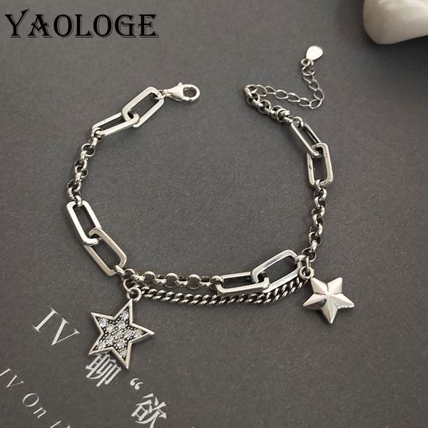 

yaologe personality adjustable bracelets for women fashion simple pentagram pendant bangles vintage rock jewelry gifts vbs4240, Black