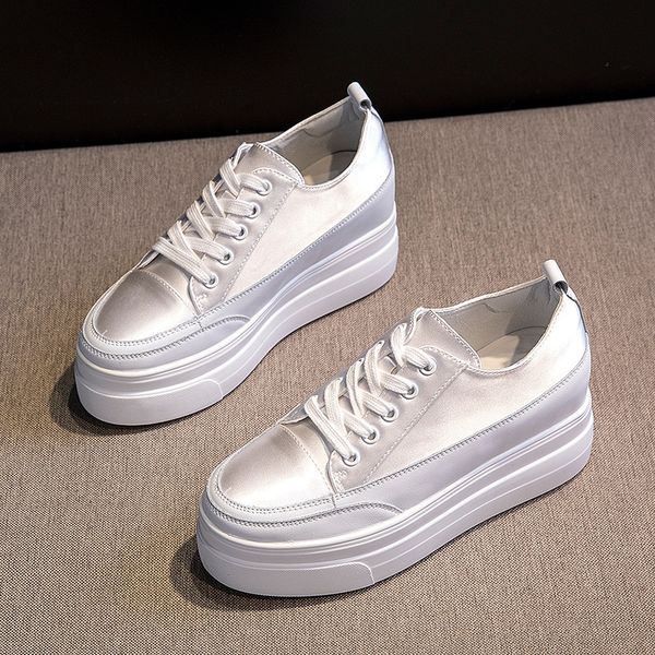 

small white shoes women's popular leather 2020 spring new all-around flat sole breathable ins thick sole board shoes, Black