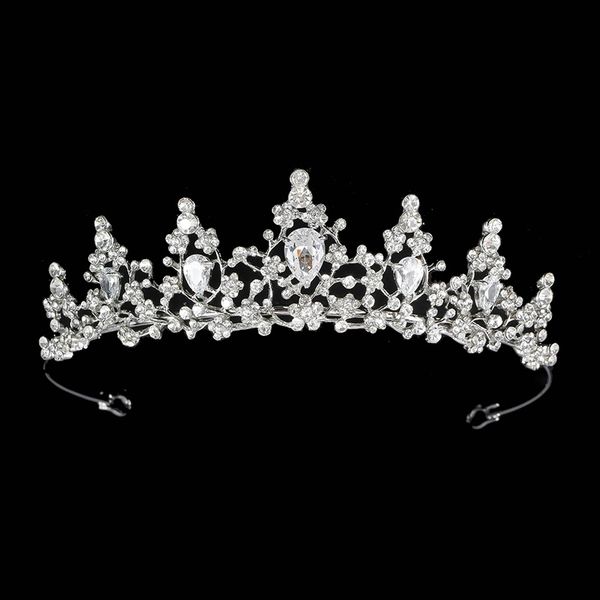 

wedding accessories princess headpieces rhinestone crown wedding headband classic rhinestone vintage tiara antique copper plated hairbands, Silver