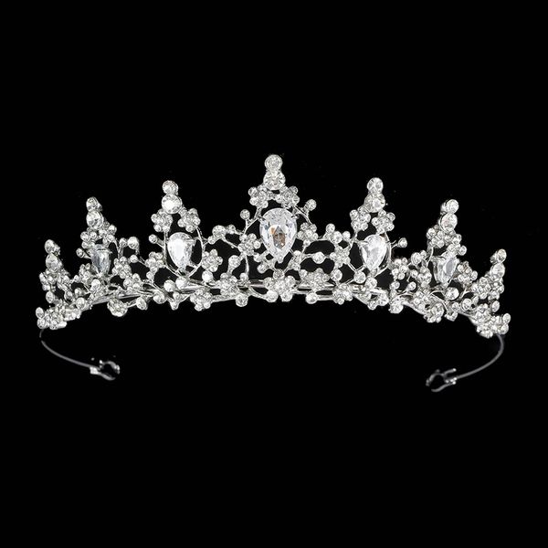 Accessori da sposa Copricapo da principessa Corona di strass Fascia da sposa Classica strass Tiara vintage Fasce per capelli placcate in rame antico