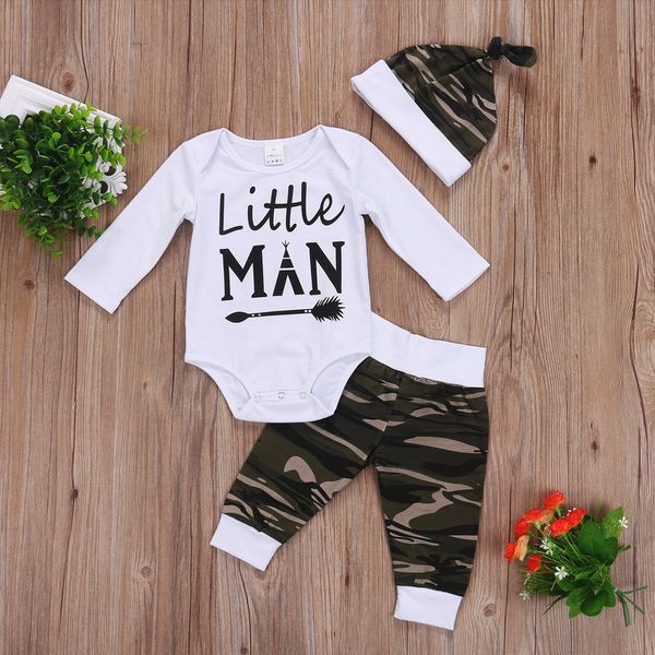 

pudcoco ропа де niño сша фото 3 uds. camisetas де camuflaje пункт recién nacido, моно pantalones gorro, trajes, conjunto де ropa, White