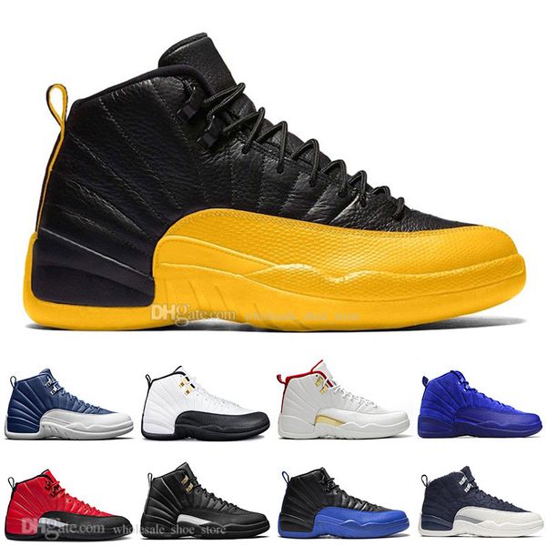 

new 12 stone blue university gold reverse flu game dark concord wntr basketball shoes 12s game ball punch men sports sneakers trainers