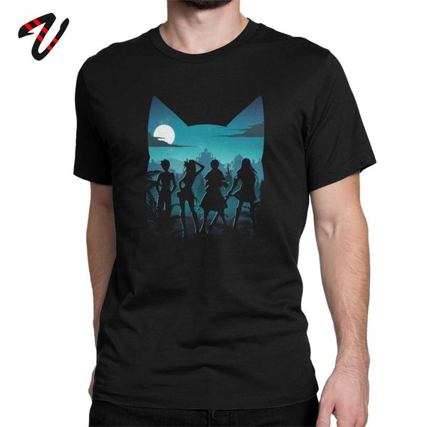 

fairy tail tshirt мужчины аниме футболка счастливый силуэт смешные 100% хлопка с коротким рукавом тройники o шеи футболку печати одежда япон