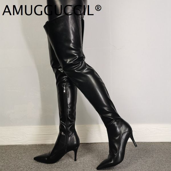 

2020 new plus big size 36-47 black zip fashion thigh high over the knee autumn female winter female lady women boot x2026