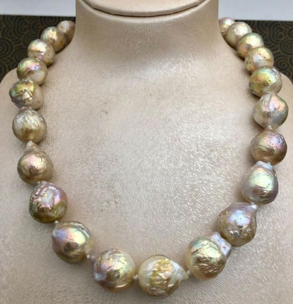 

real huge south sea purple multicolor baroque pearl necklace 18, Silver
