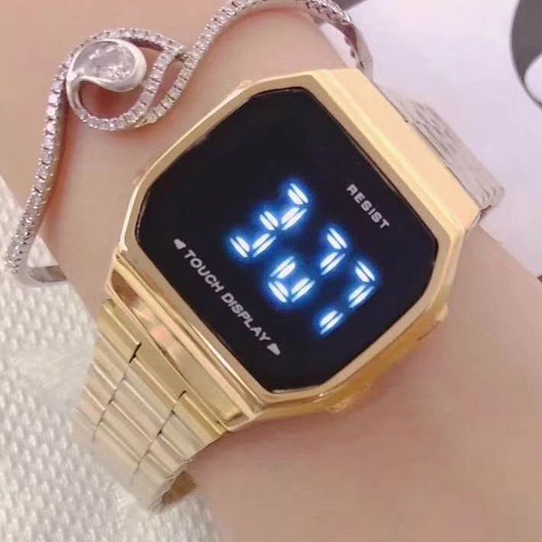 

led сенсорный gw sport shock часы роскошные водонепроницаемые часы из нержавеющей стали браслет для женщин мужчин досуг автоматические смарт, Slivery;brown