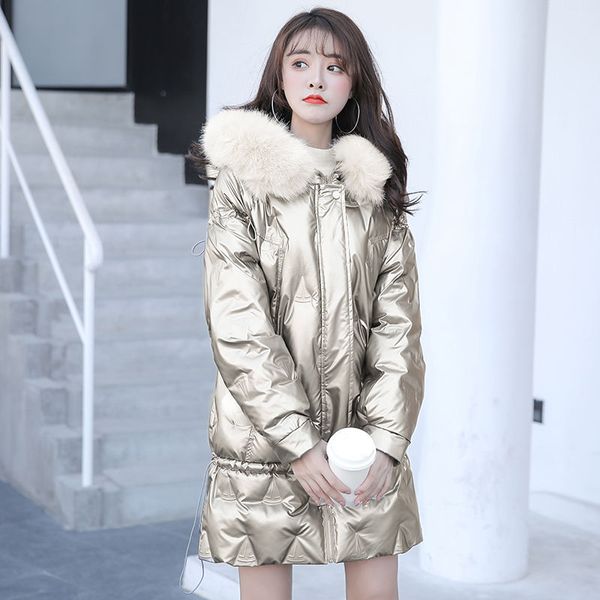 

women's down & parkas 2021 autumn winter women jacket long sleeve bright solid colors insulated puffy coat collar hooded parka loose ou, Black