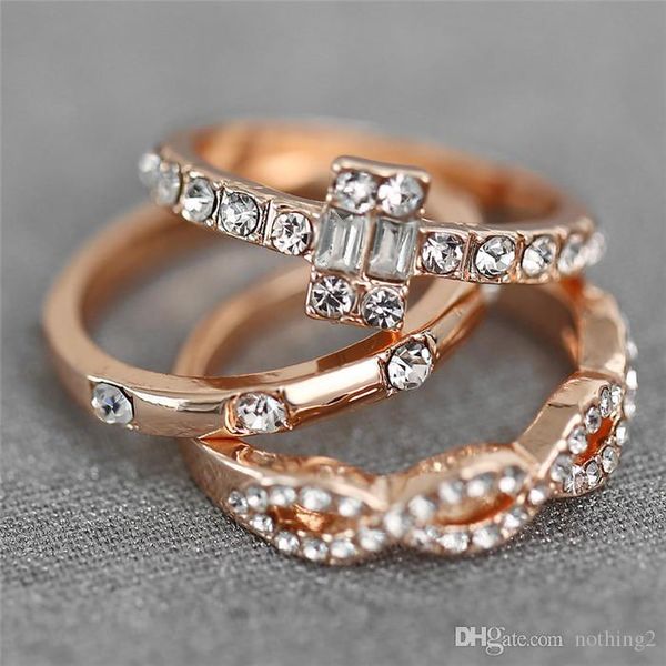 

wedding rings jewelry new style round diamond rings for women 3 pieces drop shipping, Silver