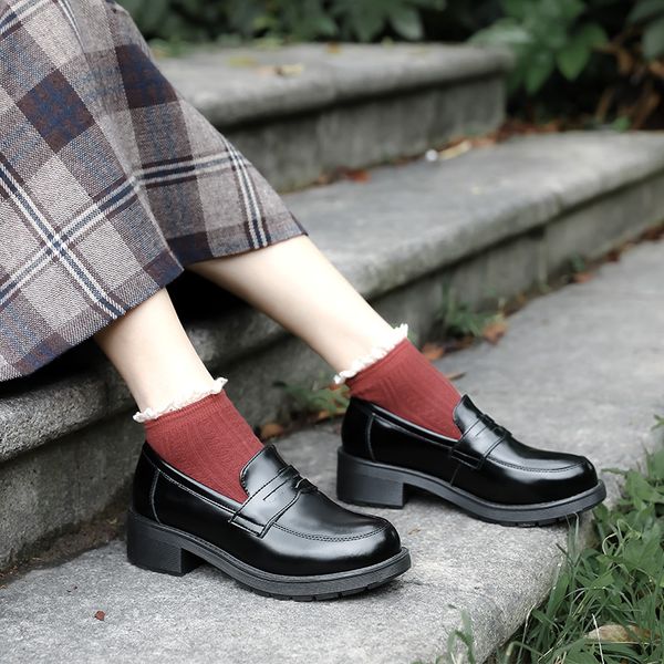 

женщины из натуральной кожи оксфорд обувь женщина кроссовки леди башмаки vintage колледж британской повседневной обуви для женщин 2020, Black