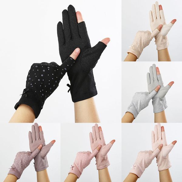 

breathable touch screen gloves outdoor sunscreen accessories durable sun protective covers quick dry riding driving short gloves, Blue;gray