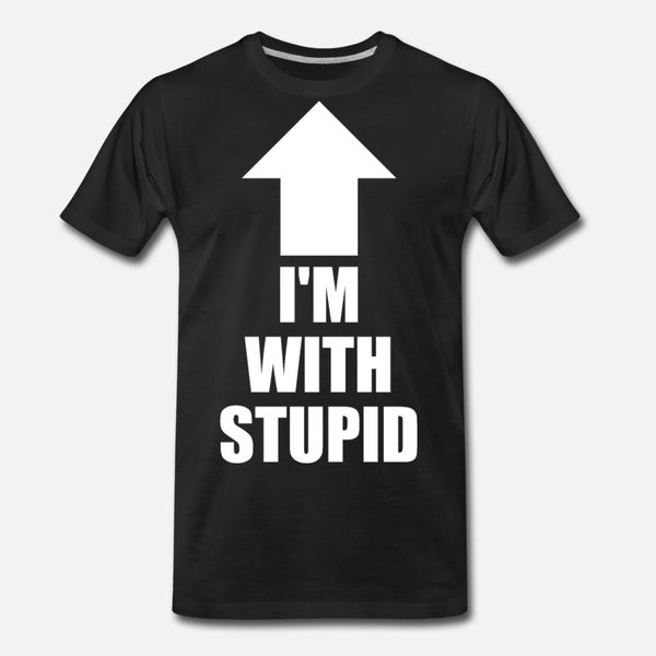 

i m with stupid t shirt men printed short sleeve plus size 3xl letter graphic breathable spring trend shirt