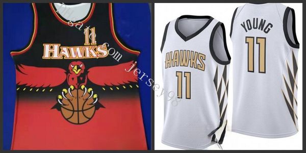 

atlanta hawks men 11 trae young city version nba men basketball jersey, Black