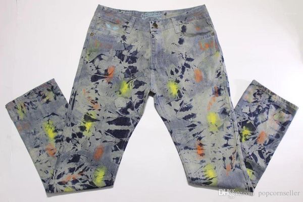 

rivet-studded washed mid waist straight jeans fashion street mens jeans mens designer jeans punk fashion wing, Blue