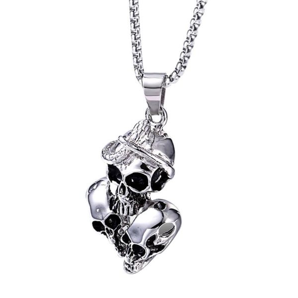 

punk style necklace fashion skull necklace skeleton skull neck chain, Silver