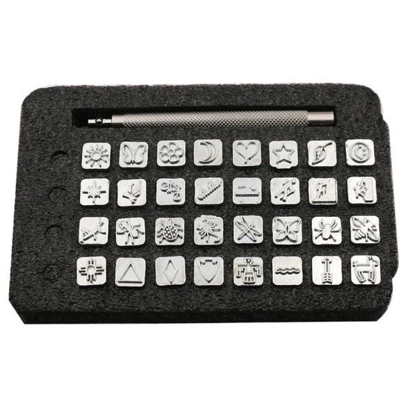 

32pcs punch for leather working stamping tool set tanning metal printing carving