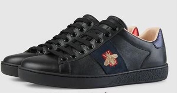 

ace shoes designer shoes black white casual sneakers 100% leather bee embroidery rhinestone shoes high heel women genuine leather sneakers