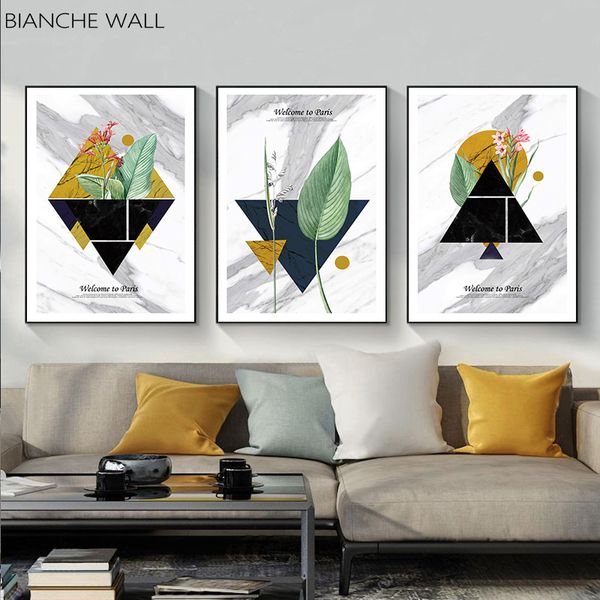 

modern wall art canvas print geometric plant abstract poster painting decorative picture nordic style living room decoration