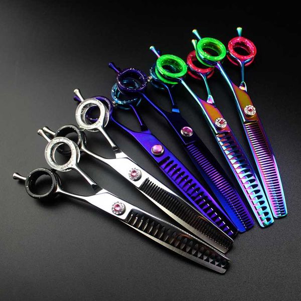 

hair scissors professional japan 440c 7 '' color pet dog grooming curved barber haircut thinning shears hairdresser