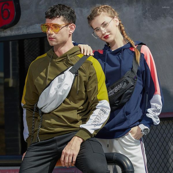 

print drawstring hoodies casual long sleeve hooded sportswear fashion male sweatshirt mens designer hoodies contrast color letter, Black