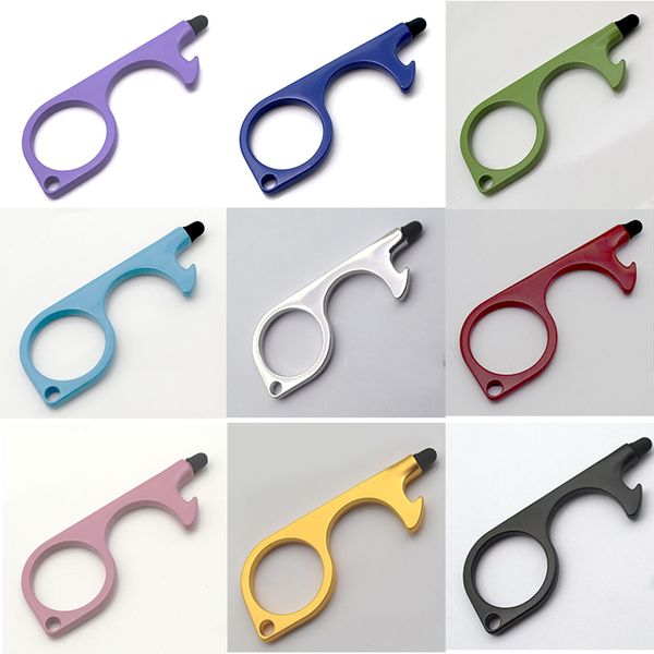 

wholesale hygiene hand no touch door opener tool touch screen stylus keychain contactless door opener key bottle opener