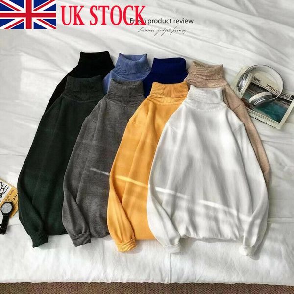

2020 new men's autumn spring winter warm knitted high roll turtle neck casual pullover jumper sweater, White;black