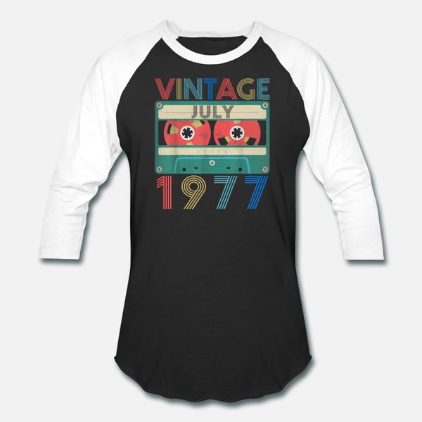 

retro vintage июля 1977 день рождения тенниска мужчины настройка 100% хлопок размер евро s-3xl мужчина fit комфортное лето стиль family руба, White;black