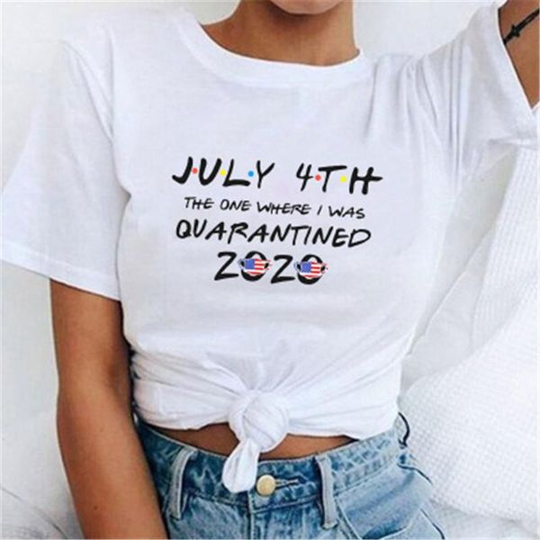 

american independence day women t-shirt july 4th letter printing round neck tee female summer loose casual short sleeve clothing, White