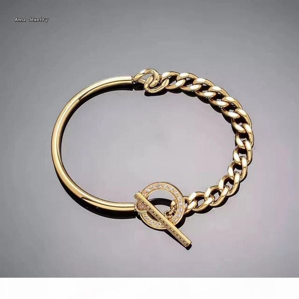 

vintage chain with band toggle bracelet stainless steel with full stones on charm finest chain bracelet for women, White