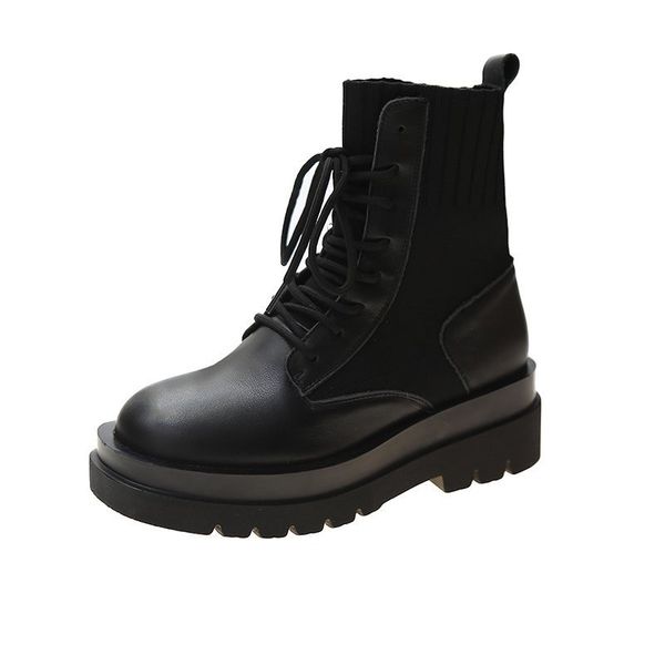 

lolita boots boots-women brand women's shoes booties ladies low heels booties round toe 2020 mid calf fashion rubber, Black