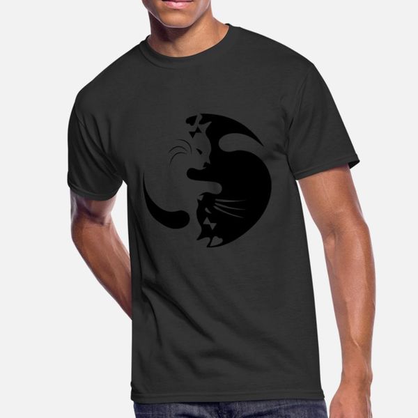 

ying yang cat t shirt men crazy cotton euro size s-3xl outfit crazy new fashion summer letter shirt