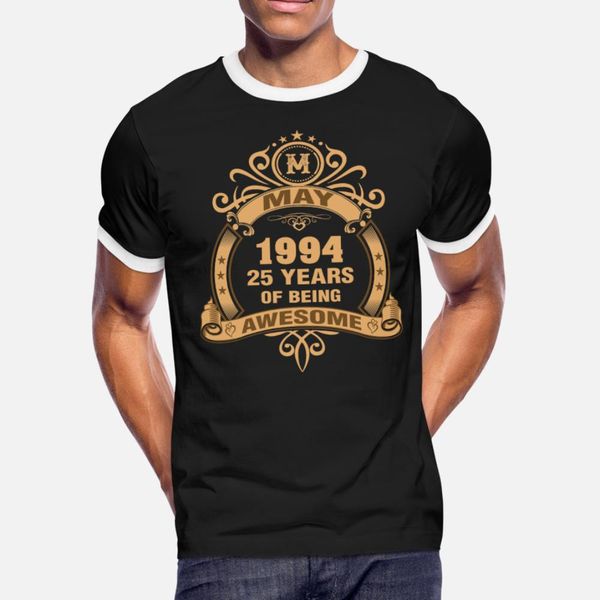

май 1994 25 лет быть удивительным т рубашки мужские трикотажные хлопок s-xxxl одежда известный смешная весна осень урожай рубашка