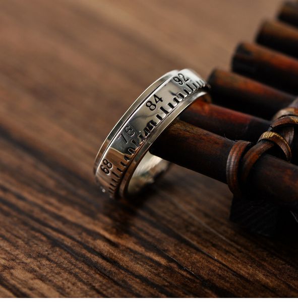 

wholesale s925 sterling silver ins style men and women fashion scale ring rotatable transfer ring