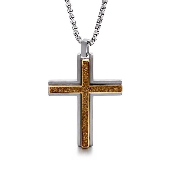 

pendant necklaces trendy stainless steel cross necklace 4 color crucifix 66cm long chain prayer jewelry accessories gifts, Silver