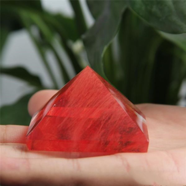 

natural decoration hjt wholesale 82g red pyramid fused quartz nunatak healing crystal 32mm-52mm reiki jjxh psubq