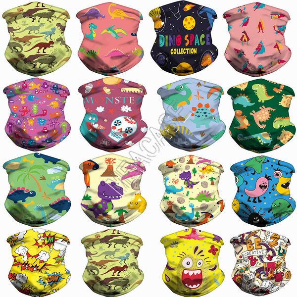 

84 colors kids cartoon sports scarf unicorn face masks magic bandage children headbands hairwraps facemasks cycle neck ring headwear d83102, Red;brown