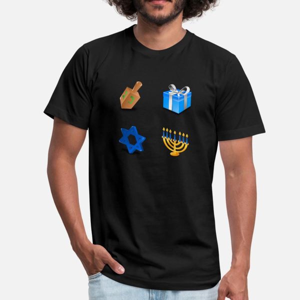 

hannukah icon set collection t shirt men custom tee shirt round neck costume fit basic summer standard shirt