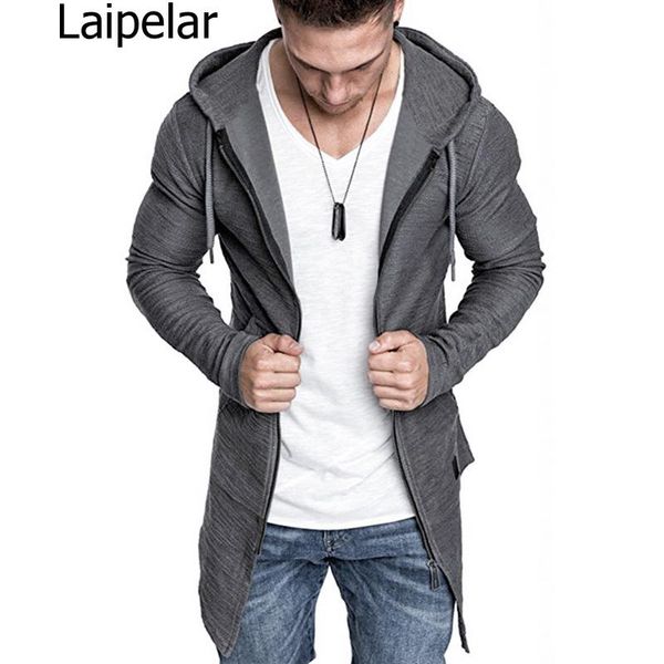 

2020 new men's long cardigan jacket hooded zipper slim fit open front longline cardigans with pockets men sweater, White;black