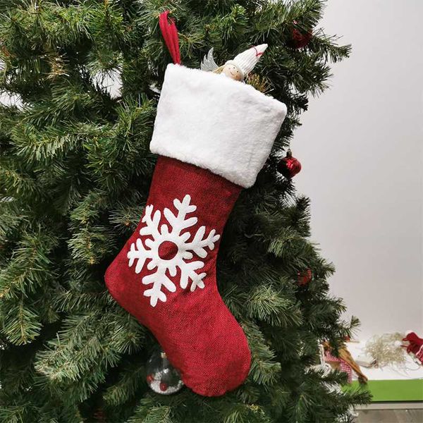 

christmas decorations 2021 tree decoration snowflake print candy gift bag ornament stockings socks for party home