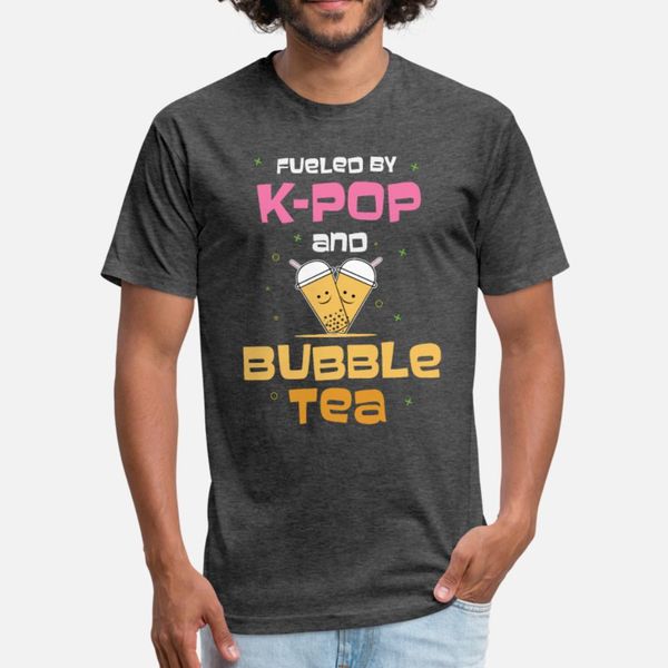 

fueled by k pop and bubble tea t shirt men printed short sleeve s-xxxl leisure interesting funny casual summer style pattern shirt