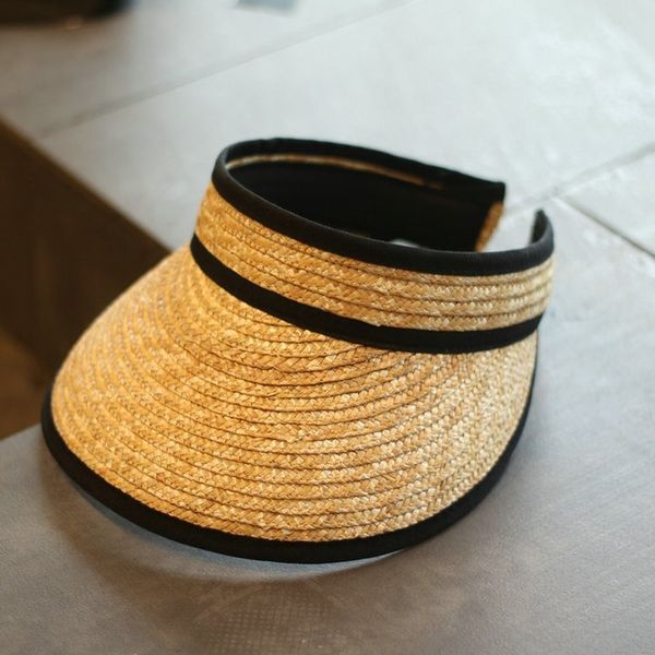 

ladies uv wheat straw korean sun visor hat women sun visor straw raffia caps, Blue;gray