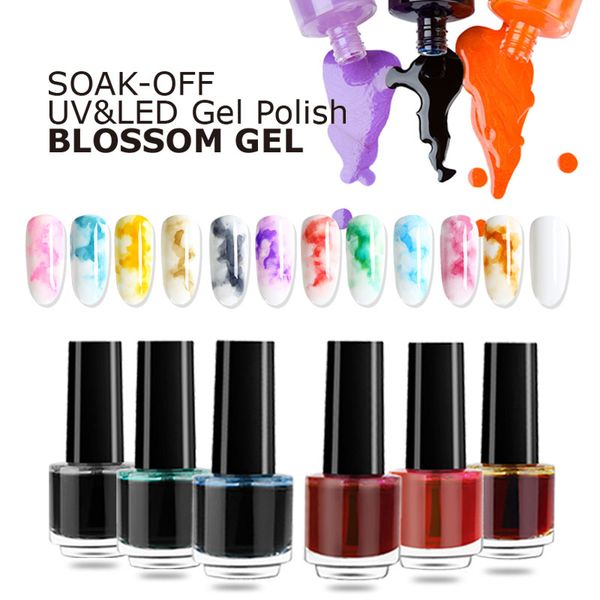 

limegirl 7ml watercolor nail plish blooming gel ink blossom patinting gel smoke effect magic semi permanent soak off lacquer, Red;pink