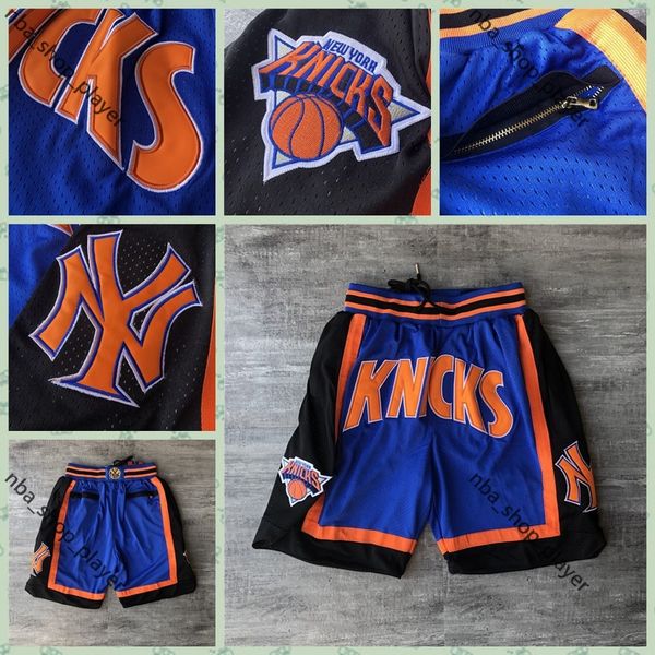

mens stitched 1996-97 blue pocket new york knicks shorts just don pocket basketball shorts lining mesh sports pocket sweatpants, Black;red